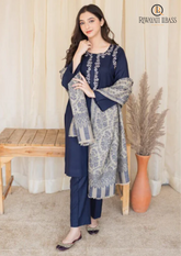 Summer Unstitched 3PCs Embroidered Lawn Dress With Diamond Monar Dupatta RL-256
