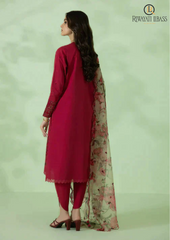 Summer Unstitched 3PCs Embroidered Lawn Dress With Diamond Monar Dupatta RL-260