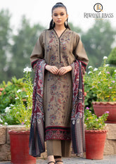 Winter Unstitched 3PCs Embroidered Dhanak Dress With Digital Printed Karandi Shawl RL-268