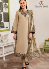 Winter Unstitched 3PCs Embroidered Dhanak Dress With Digital Printed Karandi Shawl RL-269