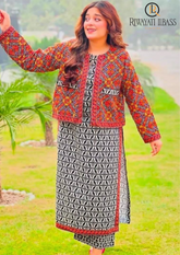 Summer Unstitched 3PCs Printed Lawn Dress With Diamond Dupatta RL-275