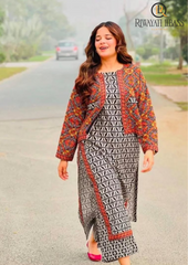 Summer Unstitched 3PCs Printed Lawn Dress With Diamond Dupatta RL-275