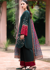 Summer Unstitched 3PCs Embroidered Lawn Dress With Printed Diamond Dupatta RL-278