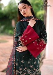 Summer Unstitched 3PCs Embroidered Lawn Dress With Printed Diamond Dupatta RL-278