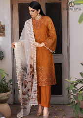 Summer Unstitched 3PCs Embroidered Lawn Dress With Printed Diamond Dupatta RL-279