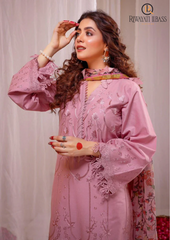 Summer Unstitched 3PCs Embroidered Lawn Dress With Digital Printed Monar Dupatta RL-286