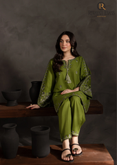 Summer Unstitched 2PCs Embroidered Lawn Dress With Lawn Trouser RL-289