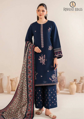 Summer Unstitched 3PCs Embroidered Lawn Dress With Monar Dupatta RL-290
