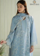 Summer Unstitched 3PCs Embroidered Lawn Dress With Digital Printed Cotton Net Dupatta RL-296