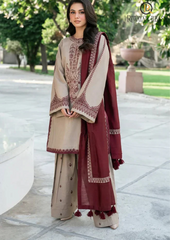 Summer Unstitched 3PCs Embroidered Lawn Dress With Monar Dupatta RL-299