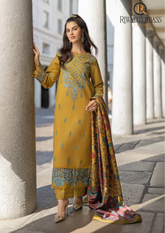 Summer Unstitched 3PCs Lawn Embroidered Dress With Diamond Dupatta RL-307