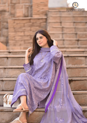 Summer Unstitched 3PCs Embroidered Lawn Dress With Embroidered Chiffon Dupatta RL-308