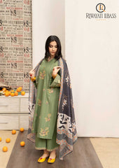 Winter Unstitched 3PCs Embroidered Dhanak Dress With Digital Printed Karandi Shawl RL-518