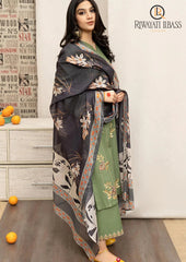 Winter Unstitched 3PCs Embroidered Dhanak Dress With Digital Printed Karandi Shawl RL-518
