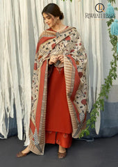 Winter Unstitched 3PCs Embroidered Dhanak Dress With Digital Printed Karandi Shawl RL-563