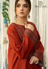 Winter Unstitched 3PCs Embroidered Dhanak Dress With Digital Printed Karandi Shawl RL-563