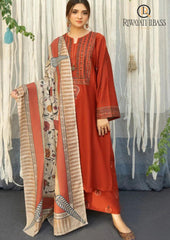 Winter Unstitched 3PCs Embroidered Dhanak Dress With Digital Printed Karandi Shawl RL-563