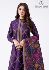 Winter Unstitched 3PCs Embroidered Dhanak Dress With Heavy Embroidered Dhanak Shawl RL-571