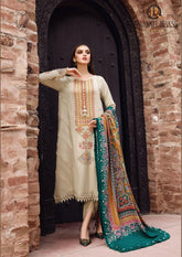 Winter Unstitched 3PCs Embroidered Dhanak Dress With Digital Printed Karandi Shawl RL-573