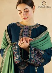 Winter Unstitched 3PCs Embroidered Dhanak Dress With Embroidered Dhanak Shawl RL-580