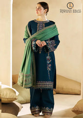 Winter Unstitched 3PCs Embroidered Dhanak Dress With Embroidered Dhanak Shawl RL-580