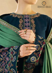 Winter Unstitched 3PCs Embroidered Dhanak Dress With Embroidered Dhanak Shawl RL-580