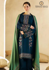 Winter Unstitched 3PCs Embroidered Dhanak Dress With Embroidered Dhanak Shawl RL-580