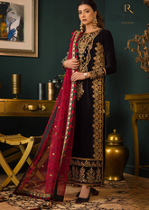 Winter Unstitched 3PCs Embroidered Velvet Dress With Embroidered Bamber Chiffon Dupatta RL-607