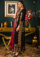 Winter Unstitched 3PCs Embroidered Velvet Dress With Embroidered Bamber Chiffon Dupatta RL-607