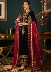 Winter Unstitched 3PCs Embroidered Velvet Dress With Embroidered Bamber Chiffon Dupatta RL-607