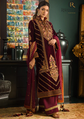 Winter Unstitched 3PCs Embroidered Velvet Dress With Embroidered Organza Dupatta RL-608