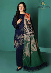 Winter Unstitched 3PCs Embroidered Dhanak Dress With Digital Printed Karandi Shawl RL-610