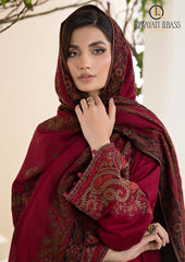 Winter Unstitched 3PCs Embroidered Dhanak Dress With Digital Printed Karandi Shawl RL-611