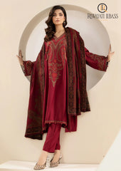 Winter Unstitched 3PCs Embroidered Dhanak Dress With Digital Printed Karandi Shawl RL-611