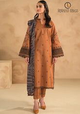 Winter Unstitched 3PCs Dhanak Embroidered Dress With Digital Printed Karandi Shawl RL-615