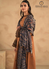 Winter Unstitched 3PCs Dhanak Embroidered Dress With Digital Printed Karandi Shawl RL-615