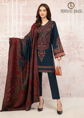 Winter Unstitched 3PCs Embroidered Khaddar Dress With Digital Printed Karandi Shawl RL-616