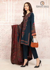 Winter Unstitched 3PCs Embroidered Khaddar Dress With Digital Printed Karandi Shawl RL-616