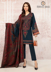 Winter Unstitched 3PCs Embroidered Khaddar Dress With Digital Printed Karandi Shawl RL-616