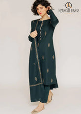 Winter Unstitched 3PCs Embroidered Dhanak Dress With Embroidered Dhanak Shawl RL-617