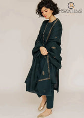 Winter Unstitched 3PCs Embroidered Dhanak Dress With Embroidered Dhanak Shawl RL-617