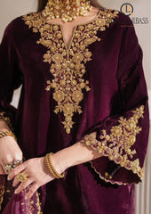 Winter Unstitched 3PCs Embroidered Velvet Dress With Velvet Trouser RL-619