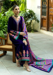 Winter Unstitched 3PCs Embroidered Velvet Dress With Digital Printed Karandi Shawl RL-621