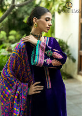 Winter Unstitched 3PCs Embroidered Velvet Dress With Digital Printed Karandi Shawl RL-621