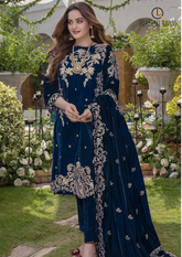 Unstitched Velvet Three piece With Velvet Shawl RL-568