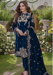 Unstitched Velvet Three piece With Velvet Shawl RL-568