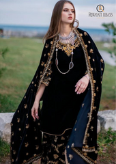 Winter Unstitched 3PCs Embroidered Velvet Dress With Embroidered Velvet Shawl RL-567