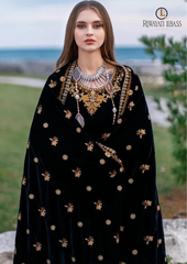 Winter Unstitched 3PCs Embroidered Velvet Dress With Embroidered Velvet Shawl RL-567