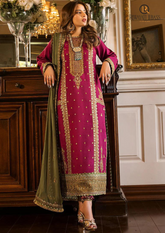 Summer Unstitched 3PCs Embroidered Lawn Dress With Polyster Chiffon RL-164