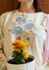 Summer Unstitched 3PCs Embroidered Lawn Dress With Diamond Monar Dupatta RL-163